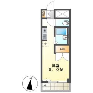 高知市愛宕町4　1R　2F（無料ネット・イオン高知近く） の間取り画像