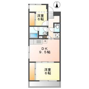 高知市城山町 2DK 2F(敷礼0円・ネット無料) の間取り画像