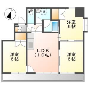 高知市桟橋通4 3LDK 2F(初期費用減額CP) の間取り画像