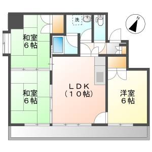 高知市桟橋通4 3LDK 6F(初期費用減額CP) の間取り画像