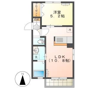 高知市東城山町　1LDK　2F（角部屋・P有） の間取り画像