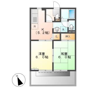 高知市六泉寺町　2K　1F（ペット相談・P2台込※縦列） の間取り画像