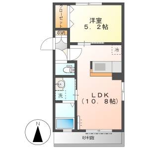 高知市東城山町　1LDK　1F（角部屋・P有※敷地外） の間取り画像