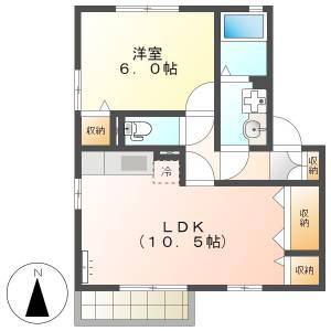 高知市石立町　1LDK　2F（猫2匹可・無料ネット・P有） の間取り画像