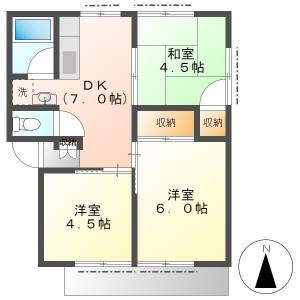 高知市朝倉己 3DK 1F(敷金礼金0円) の間取り画像