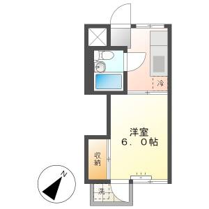 高知市役知町　1K　3F（最上階・高齢者＆福祉相談可） の間取り画像