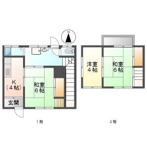 高知市六泉寺町　3K　棟割（※駐車場応相談） の間取り画像