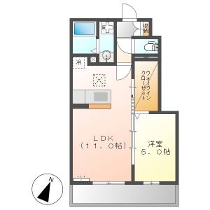 高知市神田　1LDK　1F（小型犬1匹or猫2匹・P2台可） の間取り画像