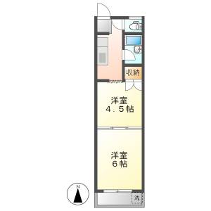 高知市鴨部2 　2K　3F の間取り画像