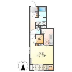 高知市鴨部上町　1K　1F（新築・無料ネット・敷地内P） の間取り画像