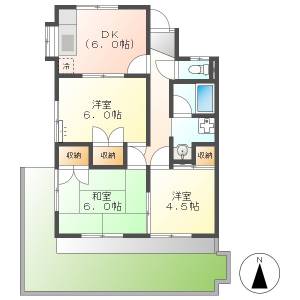 高知市東石立町　3DK　1F（駐車場1台込み・鏡川近く） の間取り画像