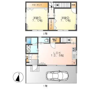 高知市神田　2LDK　戸建（新築・P込※軽2台可） の間取り画像