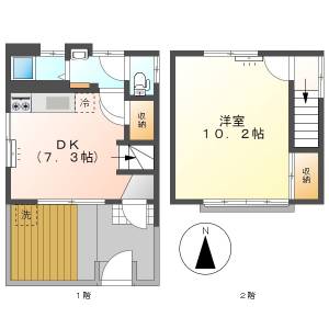 高知市愛宕町4　戸建　1DK（猫2匹相談可・P1台込※近隣） の間取り画像