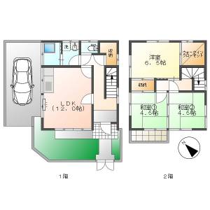 高知市神田　戸建　3LDK（庭・P1台付） の間取り画像