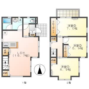 高知市本宮町　3LDK　戸建（電停1分・P1台込み） の間取り画像