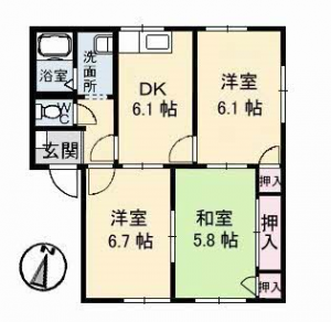 幸ハウス B棟　102号室の間取り画像