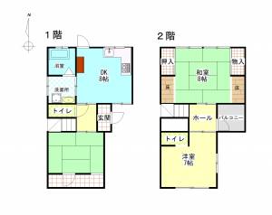 二葉町一戸建て貸家 の間取り画像