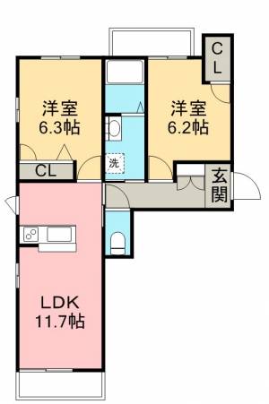 ベレオ　リラフォート Ⅰ１０１の間取り画像