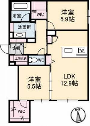 べレオガーデンズ弥右衛門 101の間取り画像