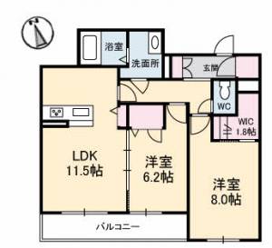 シャーメゾン初月Ⅱ　Ｂ棟 107の間取り画像