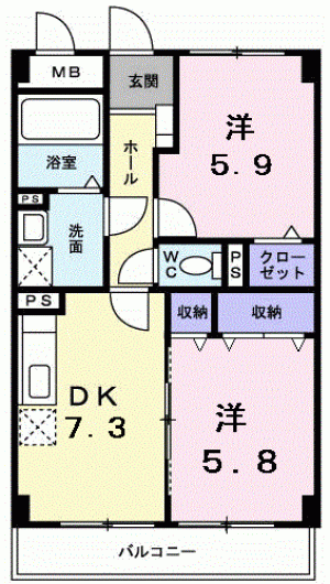 グランデール　一本松 101の間取り画像