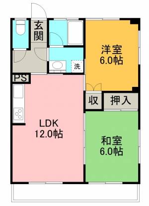 十字路ハイツ ２Ｆ東の間取り画像