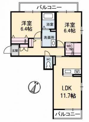 シャーメゾン　ヒルズ　Ⅲ棟 Ⅲ３０５の間取り画像