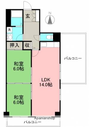 エムディハイム高知 1401の間取り画像