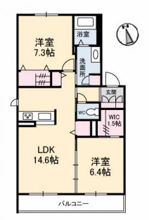 シャーメゾン初月Ⅱ　Ａ棟 201の間取り画像