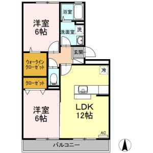 ビレッジ北久保　Ｂ棟 Ｂ２０５の間取り画像