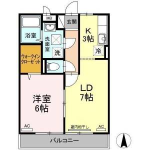 ビレッジ北久保　Ｃ棟 Ｃ２０３の間取り画像