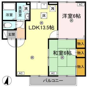 アムール　Ｅ棟 Ｅ１０２の間取り画像