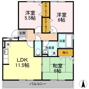 ディアコート札場　Ａ棟 Ａ２０１の間取り画像