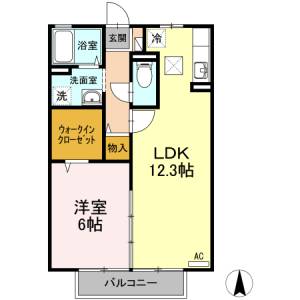 リヴェール北御座　Ｃ棟 Ｃ１０６の間取り画像