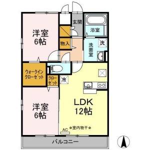 ウィル・フォーレスト　Ａ棟 Ａ１０３の間取り画像