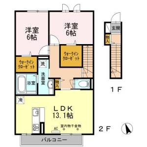 グランヴァリ　Ｂ棟 Ｂ２０２の間取り画像