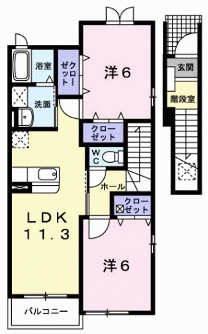 レガート西野　Ｂ 201の間取り画像