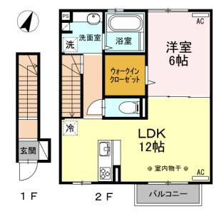 チェリーブロッサム　Ａ棟 Ａ２０５の間取り画像