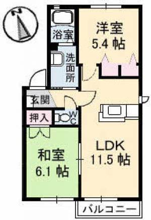 メゾントランキル　Ｂ棟 201の間取り画像