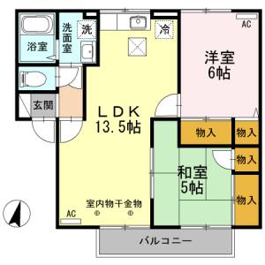 アムール　Ａ棟 Ａ１０２の間取り画像