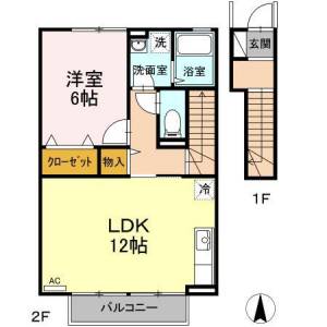 セジュール堂林　Ａ棟 Ａ２０６の間取り画像