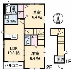 メゾンしなね　Ｂ棟 201の間取り画像