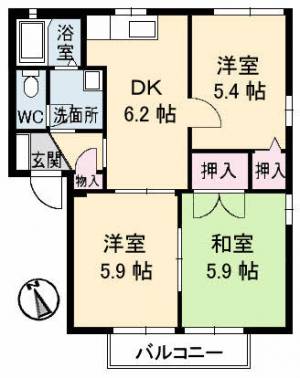 エスポワール　Ｅ棟 Ｅ２０２の間取り画像