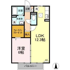 リヴェール北御座　Ｃ棟 Ｃ１０５の間取り画像