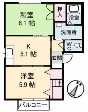 ハイツ・フローラル　Ａ棟 101の間取り画像