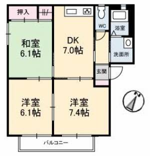 シャーメゾン旭町 Ｂ１０１の間取り画像