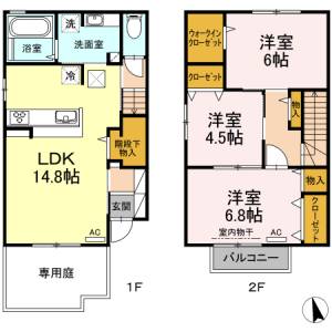 ガーデンコート　Ａ棟 1の間取り画像