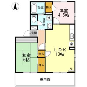 フジパレス高知　Ｄ棟 Ｄ１０１の間取り画像