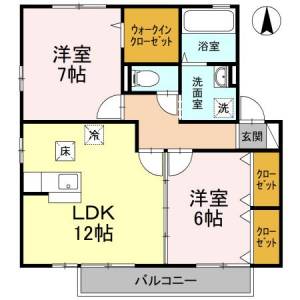 グランフェリオ　Ｂ棟 Ｂ１０２の間取り画像