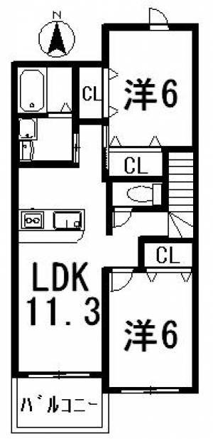 エコライフ野地　第１号棟 202の間取り画像